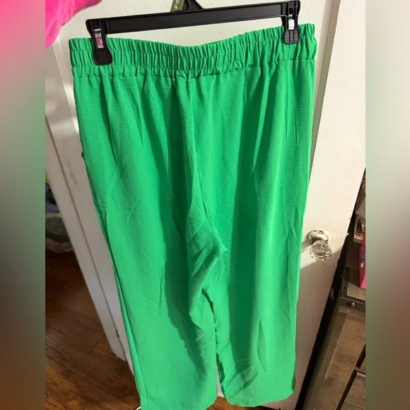 Vibrant Green Wide-Leg Pants - Picture 2 of 3